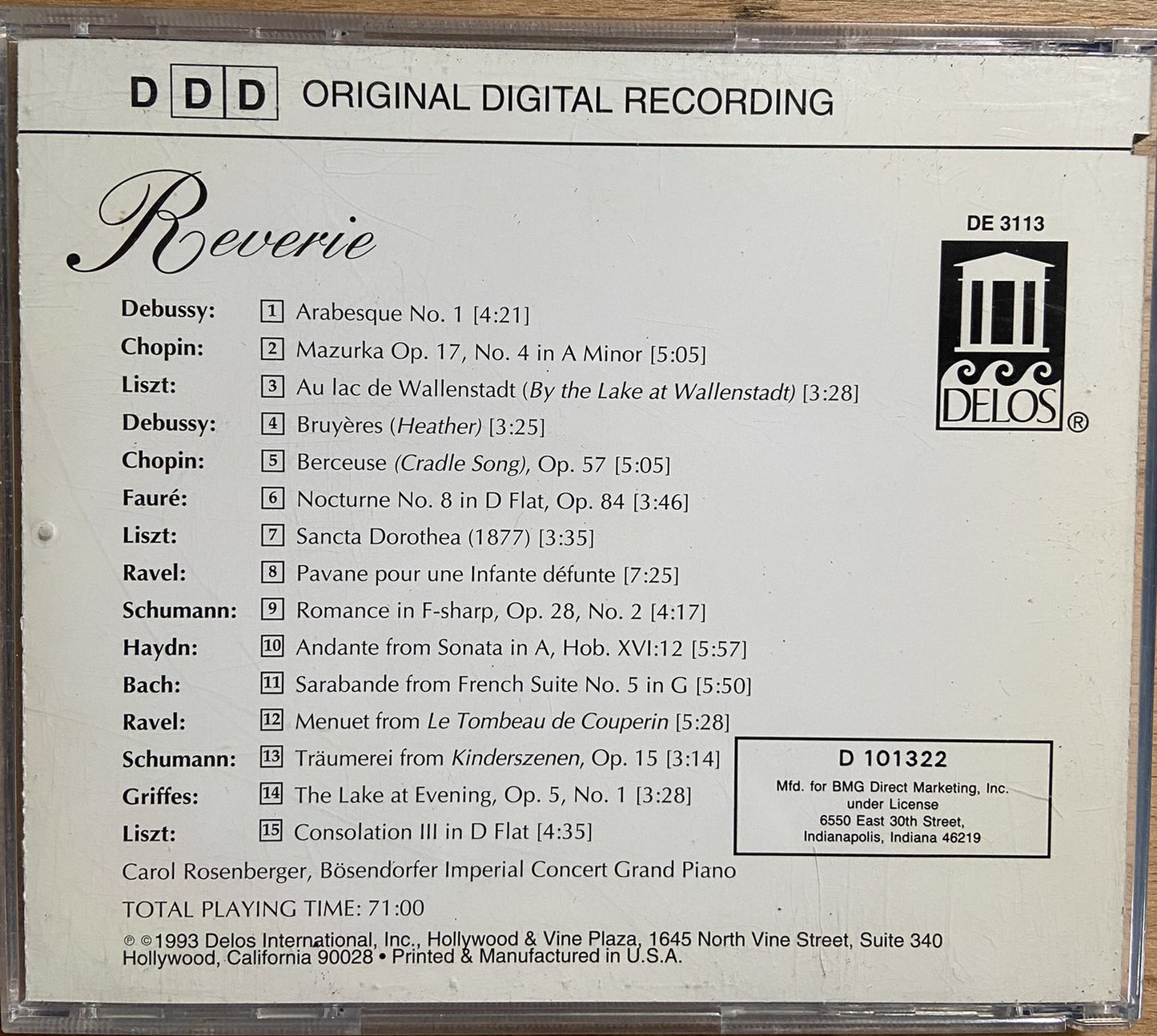 CD Reverie back cover