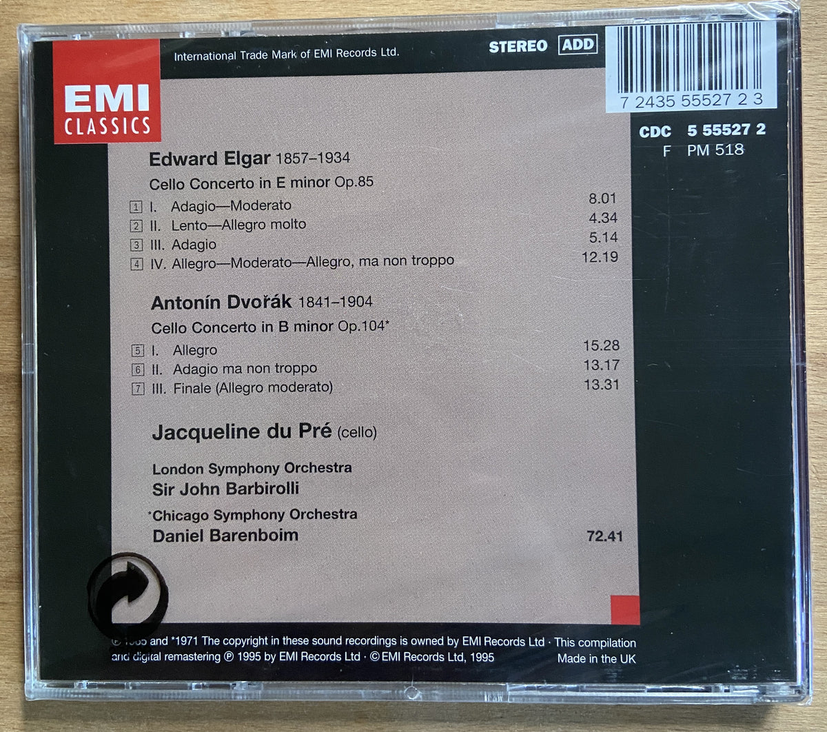 Jacqueline du Pré Elgar & Dvorak Cello Concertos - new sealed