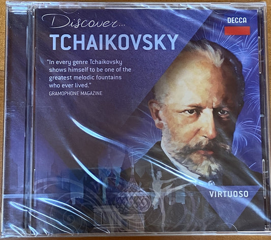 A CD case with a portrait of Tchaikovsky on the cover, labeled 'Discover.