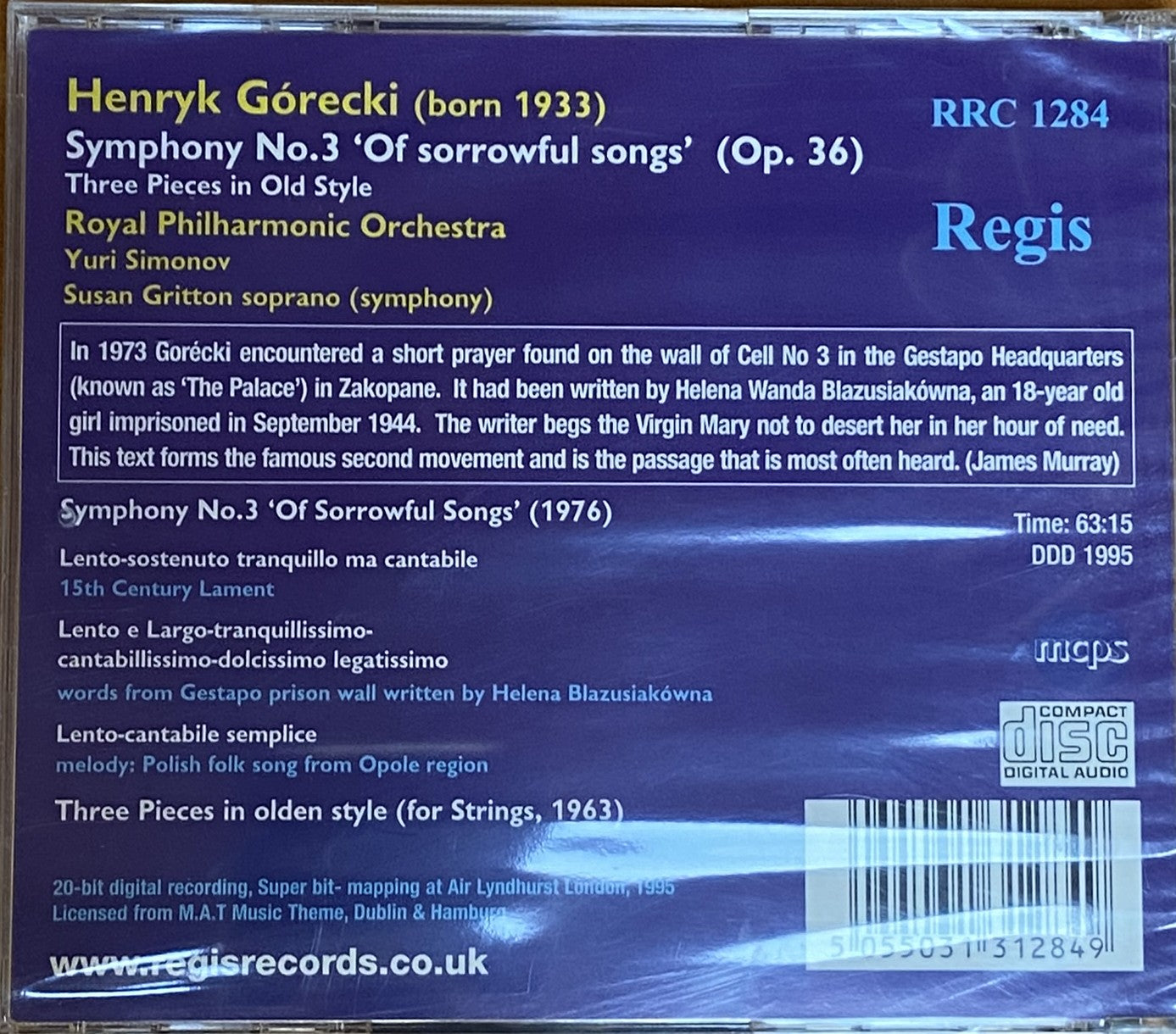 Gorecki - Symphony No 3 / Three Pieces in Olden Style