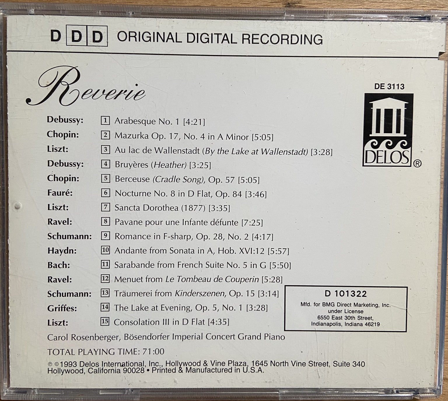 CD Reverie back cover