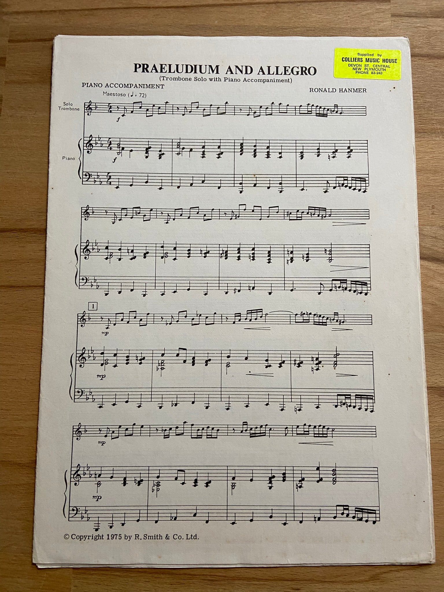 Sheet music for 'Praeludium and Allegro' 