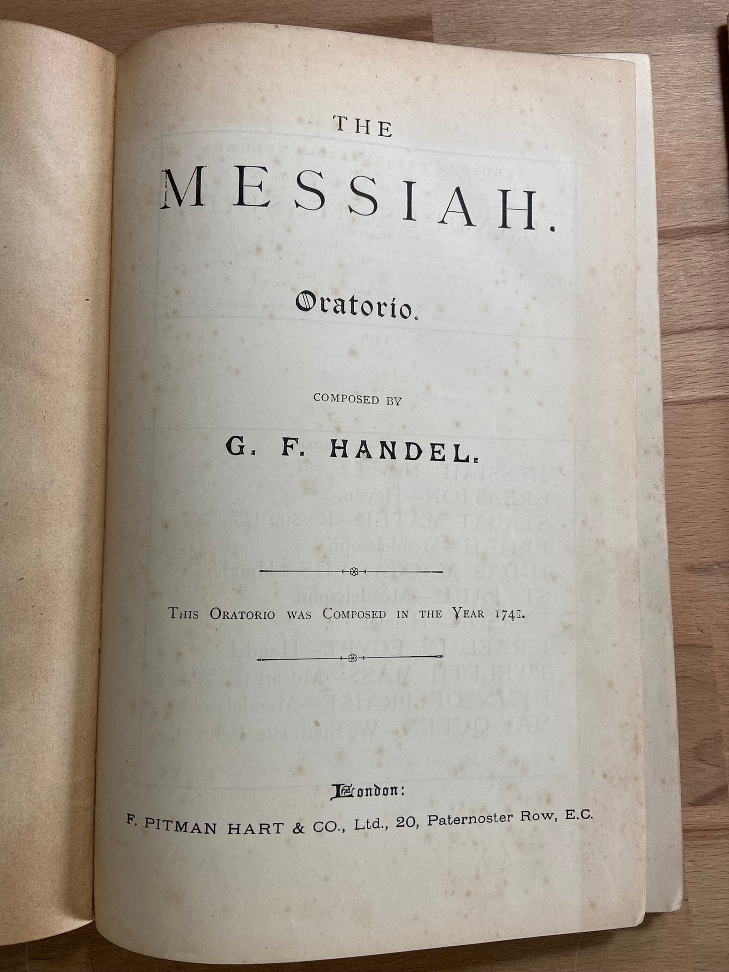 Antique hardback vocal score - Handel's Messiah - collectible & UNIQUE - 1940s