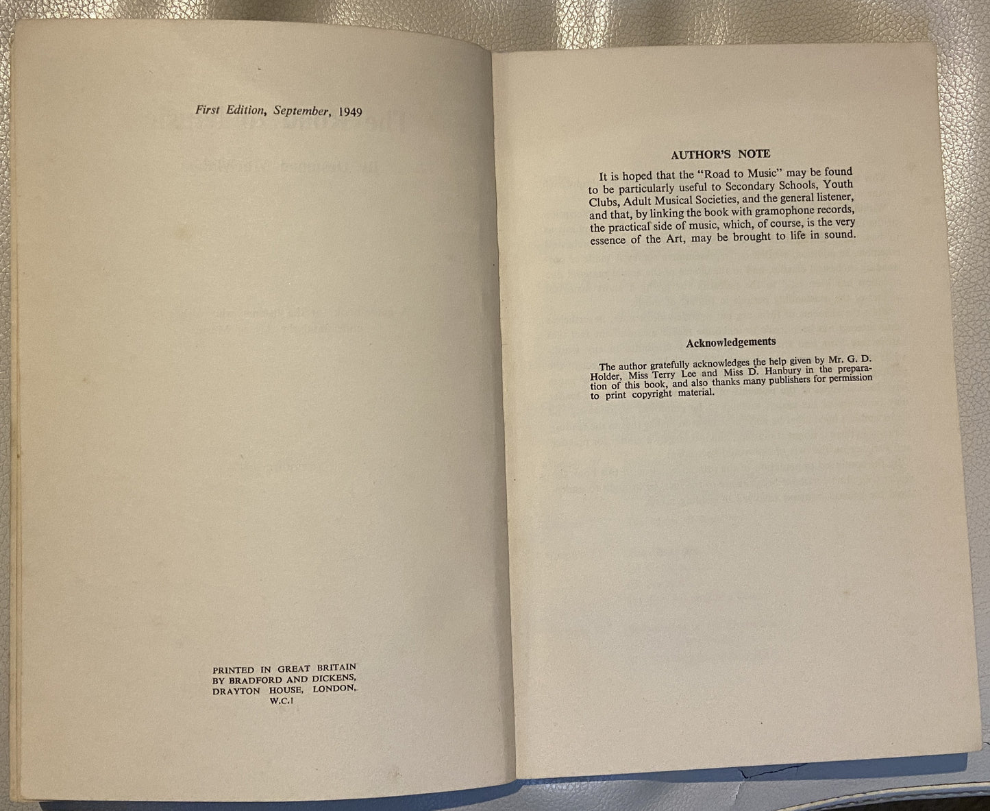 The Road to Music - Desmond MacMahon published 1949 by W. Paxton & Co., Ltd. in London