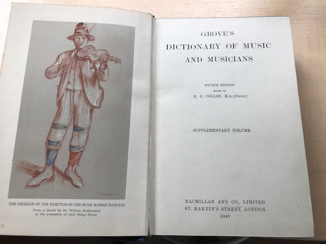 RARE Book - Grove's Dictionary Of Music and Musicians - Supplementary Volume - 1945 - Steven Booth 